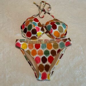 Victorias Secret medium bikini colorful abstract geometric polka dot swimsuit